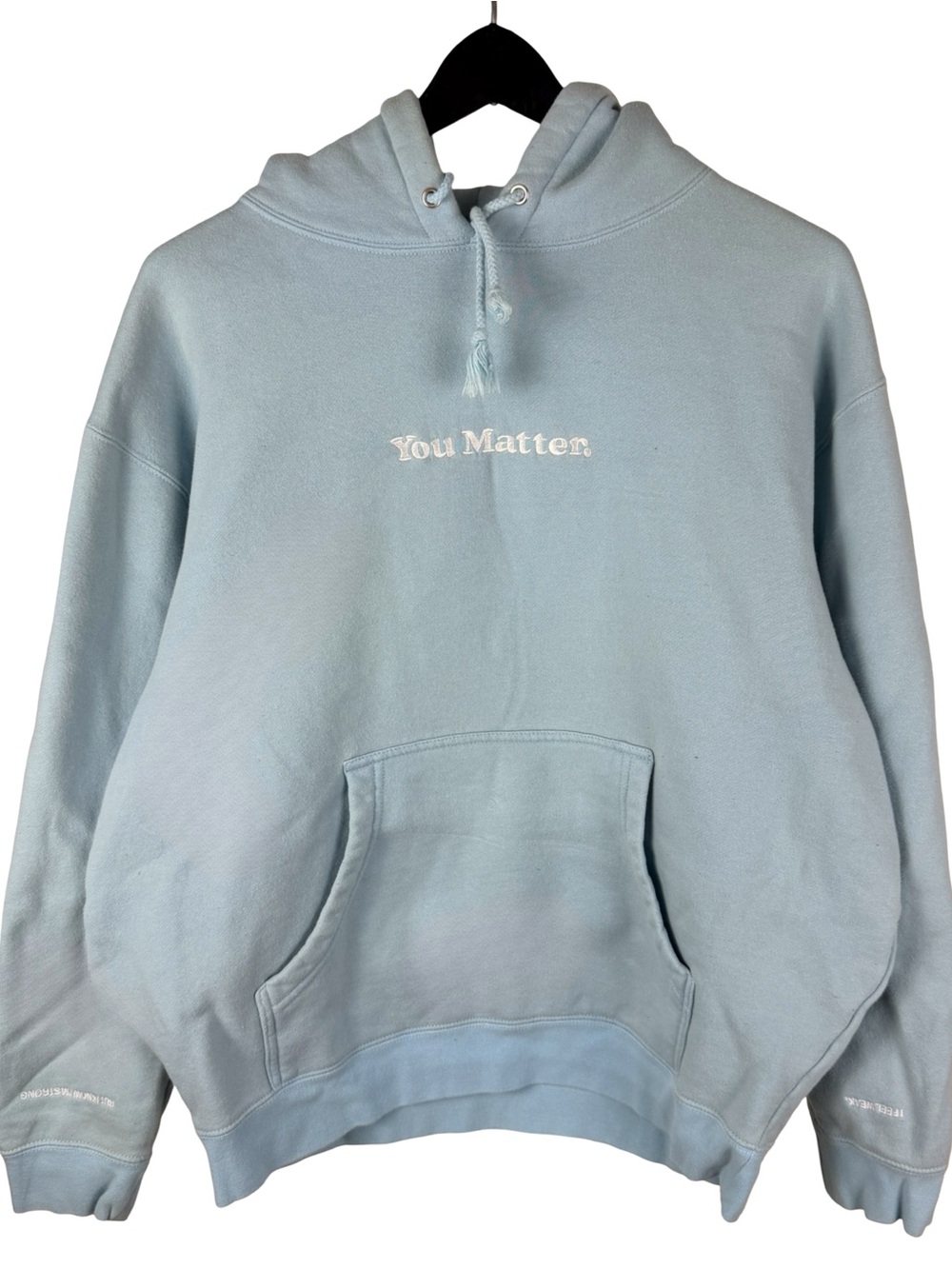Mens Y2K You Matter Positivity Streetwear 100% Cozy Blue Hoodie Size M